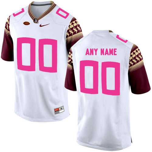 Mens Florida State Seminoles White Customized 2018 Breast Cancer Awareness College->customized ncaa jersey->Custom Jersey